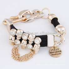 Leather skeleton fatima hand bracelet